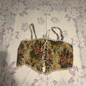 Cider Multicolor Woven Floral Bustier Top